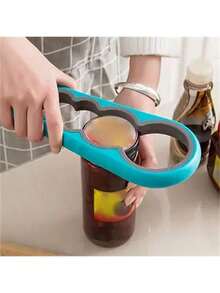 1pc Heavy Duty 4-In-1 Manual Can Opener And Bottle Opener - Strong Grip Lever Mechanism, One-Handed Operation, Non-Slip Ergonomic Handle - Suitable For Elderly, Kitchen And Bar Use - Durable Plastic (No), Multi-Function Bottle Opener
