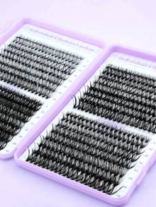 640片紫色DIY睫毛嫁接套装 - D卷度，混合长度30D、40D、50D单簇睫毛，打造自然蓬松妆效，轻松在家嫁接 - 紫色 - 查看 6
