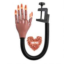 Practice Hand For Acrylic Nails-Fake Flexible Movable Practice Nail Hand Practice For Acrylic Nail Kit, Maniquin Hand For Nail Practice With 100 Pcs Refill Nail Tips For Christmas Gifts, Valentine's Day Gifts