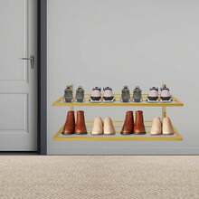 SanBouSi 2-Ebenen Schuhhalter Gold – Offenes Design & Belüftung, 703331 cm, Für Eingangsbereich/Foyer - Gold - Übersicht 10