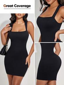 女士迷你连衣裙 无袖罗纹针织修身背心 收腹塑身衣