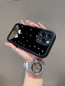 SNOOPY A Cartoon Anime  Sky Eye Step Black Phone Case, Shockproof Tpu Material Phone Case Can Be Given As A Holiday Gift. It Is Suitable For Apple Phones, And The New Model Is Suitable For IPhone13/14/15/16/17Pro Max Phone Case - 彩色 - 查看 8