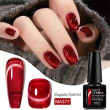 10pcs 7ml Red Blue Cat Eye Gel Nail Polish Set With Magnet Stick, Sparkle Glitter Snowflake Sequins Gel Polish Semi Permanent Soak Off UV LED Gel Varnish Manicure Nail Art DIY For Salon And Home Nail Supplies - 彩色 - 查看 6