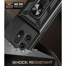 DFunda para Moto Edge 50 Pro Case Protector de Pantalla Incluido con Ventana Deslizante de protección de la cámara y Soporte para el teléfono móvil - Rosa - Rosa - Ver 3