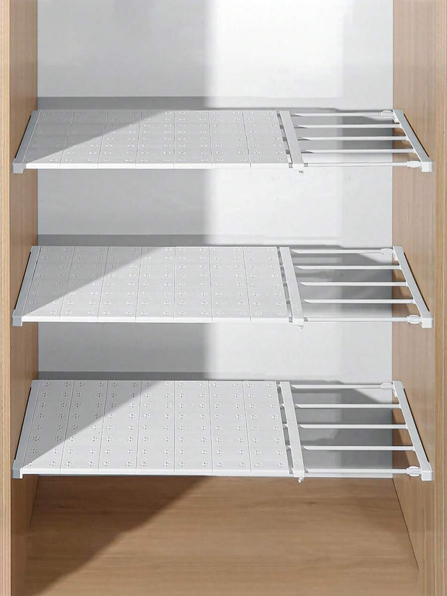 1pc Expandable Closet Shelf Divider, No Drill Needed, Suitable For Dorm, Cabinet, Bathroom, Kitchen Storage Rack - Multicolor - View 1