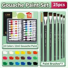 19/25/31/43 Pcs Gouache Paint Set With 7 Paint Brushes, 12ml/0.4oz Tubes, Artist Quality, Strong Coverage, Rich Pigments Colors Great For Adults, Artists And Hobbyist In Halloween And More, Professional Painting On Canvas, Clay, Fabric, Ceramic, Crafts - Sets - View 11