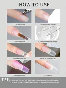 XEIJAYI 1片25克软质假指甲贴纸凝胶，可卸UV LED凝胶美甲延长片，短指甲胶水凝胶美甲 - 無色 - 查看 10