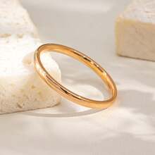 1pc 3 PiecesMinimalist Smooth Finish Ring Set, Lightweight Luxury Stacking Design, Fashionable Accessory For Women, Everyday Wear & Commute, European Style - Simple Round Ring - View 10