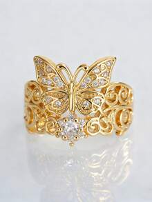 1 Chiếc nhẫn Cubic Zirconia lấp lánh dành cho nữ, quà tặng tiệc cưới, đính hôn, ngày lễ tình nhân - 1 # - Xem 2