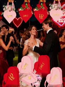 12个心形花盒，心形收纳桶，情人节花束纸袋带提手，适用于花店、新娘送礼会、婴儿送礼会和其他场合。 - 彩色 - 查看 7