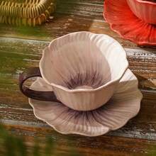 1 Set Of 300ml Vintage Floral Ceramic Cup And Saucer Set High-Quality Durable Breakfast Coffee Cup Afternoon Tea Dessert Mug Suitable For Home, Dining Room, And Cafes Ideal Gift For Mother's Day/Ramadan/Birthdays/Valentine's Day/Eid Al-Adha