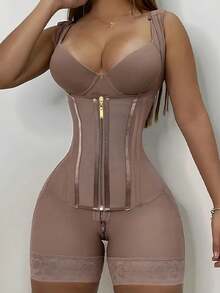 1 Pc Women's Faja Body Shaper Bodysuit, Colombian Shapewear,Tummy Control ,Butt Lifter, Slimmer Jumpsuit,Zipper Closure,Thigh Slimming Bodysuit Lingerie,Suitable For Daily Wear Or Various Occasions-Autumn,Christmas And Halloween Costumes - 多色1 - 查看 1