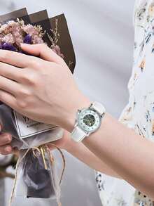 T-WINNER 1件装优雅商务镂空女士腕表，夜光指针，时尚休闲自动机械女表，顶级品牌奢华腕表，礼品之选 - 白色 - 查看 7