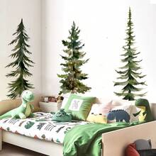 1 套水彩松树墙贴，林地自然树木森林墙贴适用于卧室、客厅、餐厅家居装饰 - 彩色 - 查看 6