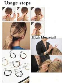 Ganchos para coleta, bandas elásticas, ganchos elásticos para sujetar el cabello, accesorios para el peinado de coleta, cordones para el cabello largo y rizado, accesorios para el cabello, herramientas para diademas elásticas, pinzas para cabello grueso - Multicolor - Ver 2
