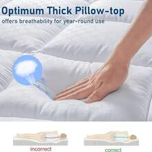 Queen Size Mattress Topper, Thick Mattress Protector, Relieves Back Pain, 8-21 Inch Deep Pocket Design, Filled With Extra Thick Down Alternative Material - Mattress Pad - White - View 3