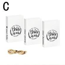 3pcs Foldable Simple & Rustic Fake Book Decor, White Linen Rope, Farmhouse Style Coffee Table Decoration, Realistic Folding Fake Books, Cafe/Showroom Decor, Suitable As Valentine's Day Gift