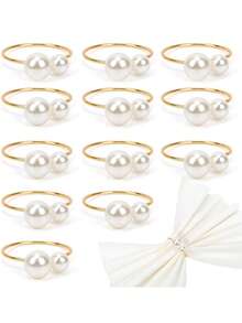 1/6/12 chiếc Vòng trang trí khăn ăn bằng ngọc trai - Giá đỡ khăn ăn bằng kim loại vàng/bạc có thể giặt được, Giá đỡ vòng khăn ăn, Khóa cài khăn ăn, Bộ 6 vòng khăn ăn/Bộ 12 vòng, Khóa cài thời trang, Trang trí bàn nhà hàng cho đám cưới, tiệc tùng, bàn ăn - Đồ trang trí thanh lịch, Dành cho DIY, sự kiện và nhà hàng, Lễ hội họp mặt gia đình, Trang trí bàn ăn nhà bếp, Tiệc tối, Dã ngoại, Sự kiện tiệc - Nhiều màu - Xem 14