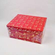 Nuovo set di scatole regalo natalizie rettangolari da 10 pezzi, confezione in carta patinata, stampa di Babbo Natale, fiocchi di neve e renne.