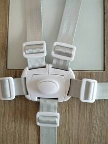 1件婴儿可调节长度五点式/三点式安全带，带白色扣环，兼容婴儿推车、餐椅、增高座椅、汽车安全座椅，适用于Prima、Pappa、Zero3、Peg、Perego、Siesta、Tatamia、Stokke、Tripp、Trapp系列 - 灰色 - 查看 9