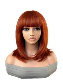 18 Inch Straight Synthetic Wig With Bangs Bob Wig Heat Resistant Perfect For Daily Wear Cosplay And Parties - Multicolor - View 11