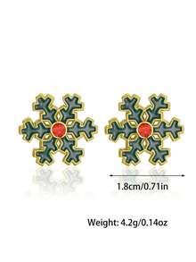 1pair Christmas Series Snowflake Stud Earrings For Kids Delicate Cute Christmas Party New Year Gift - Multicolor - View 15