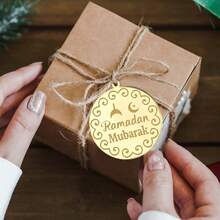 5pcs/10pcs/20pcs Golden Acrylic Eid Mubarak Gift Packaging Hang Tag,For Eid Mubarak Ramadan Kareem Party DIY Gift Decoration Hang Tag - Multicolor - View 5