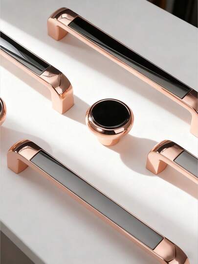 1个现代简约法式风格橱柜门拉手，豪华抽屉柜衣柜鞋柜厨房银色旋钮，北欧风