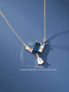 1 st halsband i 925 sterlingsilver med exklusiv design, elegant pärla och zirkonia, geometriskt för kvinnor