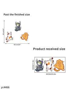 1 pieza Calcomanías de gato - Estilo clásico Decoración de pared autoadhesiva extraíble, Tema animal con ilustraciones de gatos juguetones, Perfecto para puertas y decoración del hogar, Decoración de gato
