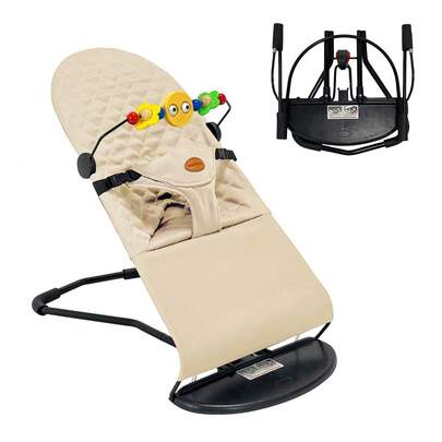  PANGDUBE Baby Rocking Chair – Sdraietta e amaca portatile per neonati con regolazione a 3 livelli, barra giocattoli rimovibile e seduta imbottita – Pieghevole, leggera e sicura per neonati fino a 12 mesi