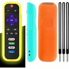 AWYYWevove 3 Pack Remote Case For Roku Cover Compatible With  Roku Smart TV Steaming Stick Roko TV Remote Cover Silicone Protective Controller Universal Sleeve Glow Yellow Orange Sky Blue - 螢光黃橙色天藍色 - 查看 1