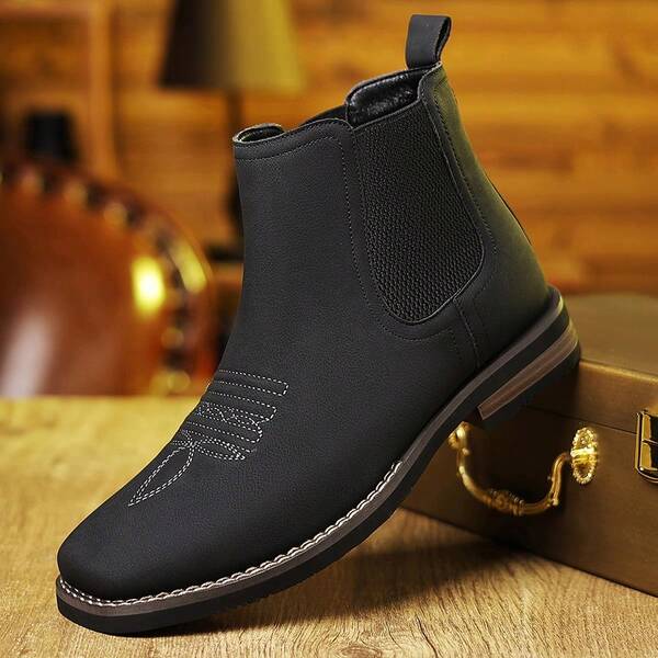 Men's Chelsea Boots, Featuring A High-Quality Embroidered Upper, Water-Resistant Design, Suitable For Outdoor Hiking, And Made Of Oxford Boots; Ideal For Everyday Wear.