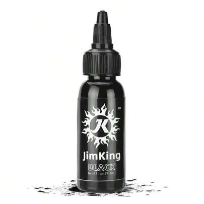 JimKing 30ml Tattoo Ink, Tattoo Color Supply, Black Pigment Natural Plant Tattoo Ink For Permanent Makeup Tattoos (Black)
