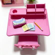 5pcs Dollhouse Decor Set, DIY Mini Desk, Bookshelf, Pencil Case, Mobile Stand, Study Table Accessories - Multicolor - View 6