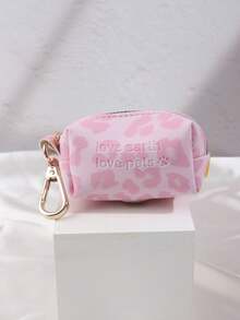 nicovaer 1 件 PU 材质宠物便便袋收纳盒，无需牵引绳或袋子，豹纹，适合猫狗户外使用 - 粉色 - 查看 12