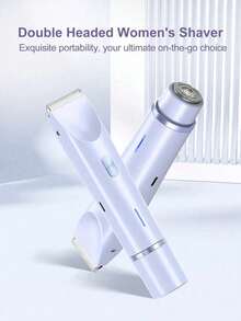 2-In-1 Pink Dual-Head Bikini Trimmer Electric Shaver, Wet & Dry Use, Full Body Epilator For Bikini Line, Underarms, Legs, Arms, Face, Long Battery Life, Rechargeable, Low-Irritation Blades, Ergonomic Handle, Adjustable Trimmer, 650mAh Battery - Blue - View 12