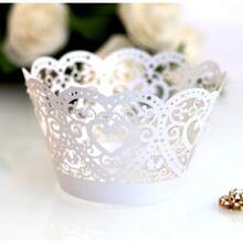 50pcs Heart-Shaped Vine Lace Cupcake Wrappers, Laser Cut Gold Heart Cupcake Liners, Suitable For Wedding, Birthday, Valentine's Day, Afternoon Tea Party Decoration And Any Special Occasion - Multicolor - View 9