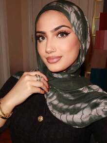 1pc Women Hijab Bohemian Style Watercolor Print Headscarf, Sun-Protection Scarf, Elegant Multi-Purpose Shawl For Everyday Use Headband For Dress - A - Xem 8