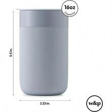WandP Porter taza de ceramica con funda protectora de silicona rubor 16 onzas On-the-Go Taza reutilizable para cafe o te portatil apto para lavavajillas - Rubor - Ver 6
