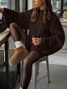 Sweter damski Just Masa, swobodny, kolorowy, lniany wzór, luźny, dzianinowy sweter z długim rękawem i okrągłym dekoltem, zimowy