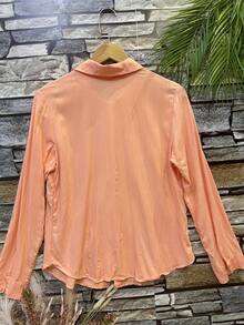 Women's Long-Sleeved Shirt Made Of Beautiful Viscose Fabric. - 珊瑚粉 - 查看 2