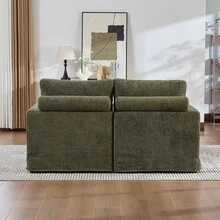 YOGLAD 63.39" Wide Modular 2-Seater Sofa, Chenille Upholstered Convertible Sleeper Sofa Couch With Cushions, Oversized Loveseat Sofa Bed For Living Room Bedroom Apartment, Deep Seat Comfy Couch With Pocketed Spring Cushion, Adjustable Combination Sectional Sofa For Small Spaces, Soft Chenille Fabric Couch With Supportive Backrest & Armrests, Easy Assembly Convertible Sofa Bed For Guests - màu xanh lá - Xem 8