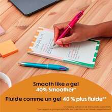 BIC 4 Color Smooth Gradient Retractable Ballpoint Pen, 1.0 Mm Medium Point, 2-Count In Assorted Ink - 紫色,黑色,藍色,紅色墨水 - 查看 7