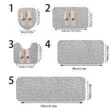3 件鹅卵石浴室卫生间防滑防潮垫套装 - 1 件 U 型垫 40*50cm、40*60cm、50*80cm、50*120cm 多尺寸浴室厨房装饰