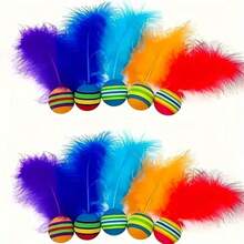 1/3/5/10/15/20pcs Colorful Rainbow Cat Toy Balls, Interactive Indoor Cat Toys, Suitable For Cat Playing, Multiple Sizes & Colors Available - Multicolor - View 18