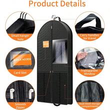 GSYY Suit Garment Clothes Travel Bag: 43 Inch Ligweig Foldable Black Sh Fabric Breathable - Hanging Sage Cover Pocke Zper For Men - Wardrobe Carry Coat Acket Uniform Tuxedo Shirt - Black - View 6