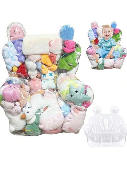 1pc Plush Doll Storage Bag, Waterproof Transparent PVC Material With Zipper, Can Be Filled With Animal Shaped Items, Suitable For Children's Room, Chairs, Nursery Storage And Organization