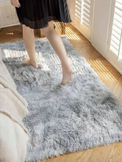Piece Fluffy Plush Bedroom Living Room Area Vloerkleed Super Zachte Fuzzy Tie Dyed Verlichting Grijs Vloer Mat Moderne Home ,Room view 4