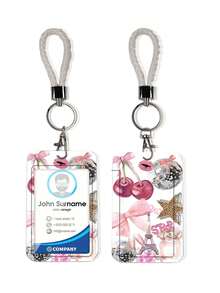 1pc ABS Party Style Cherry Star Light Ball Pattern Fashion Personalized Keychain Pendant, Bag Charm, ID Card/Pass Holder